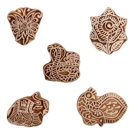 Set of 5 Piece New Mix Wooden Printing Block
